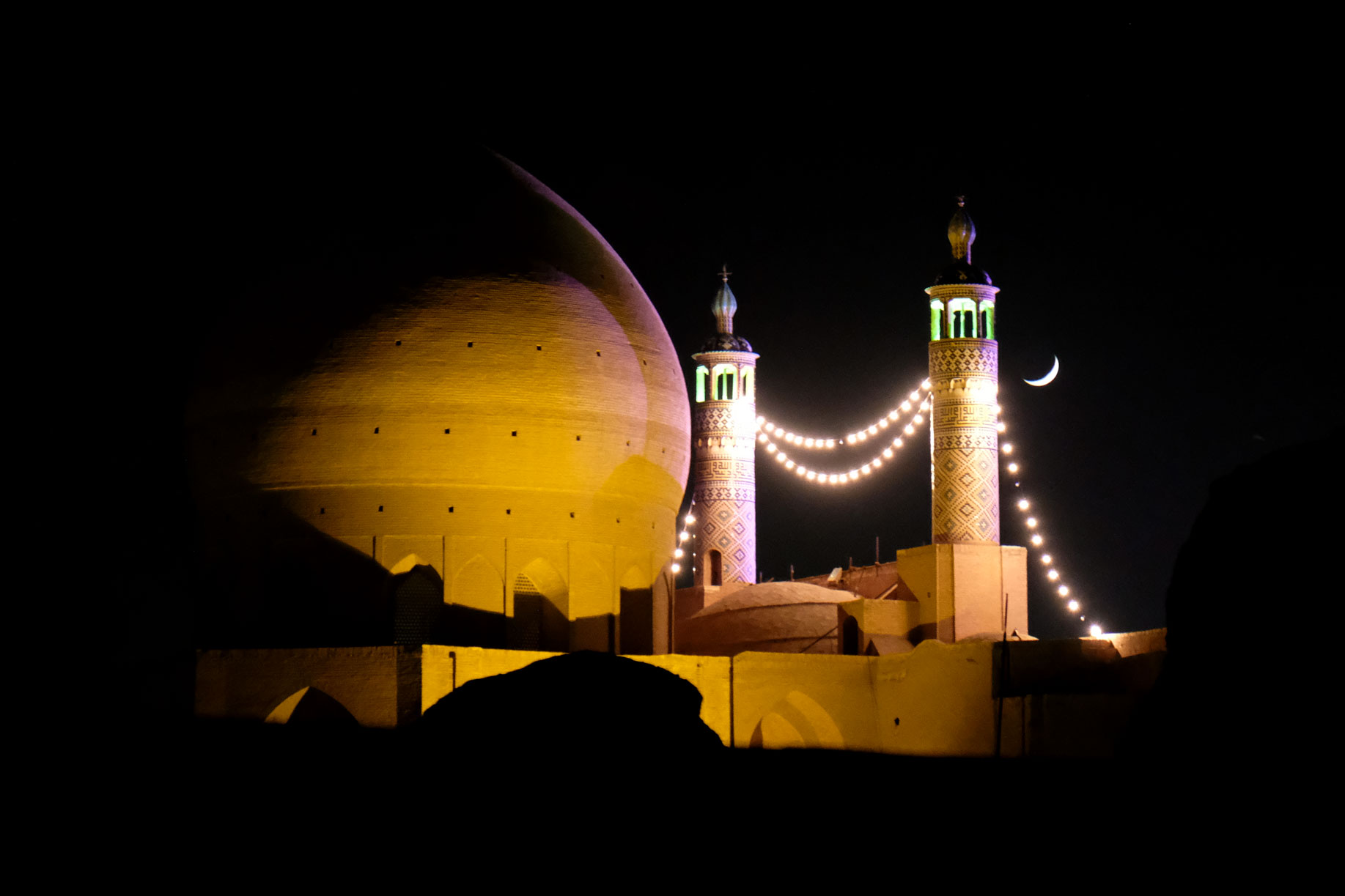 Moschee in Kashan bei Nacht